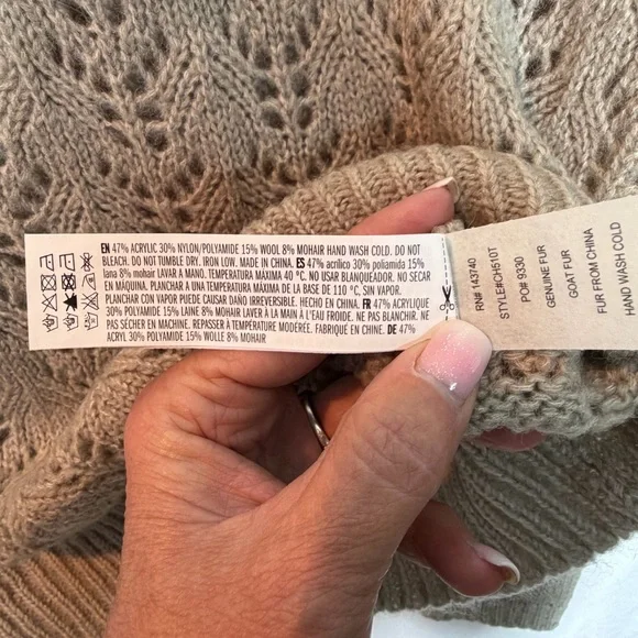 REVOLVE English Factory Eyelet Fuzzy Wool Knit Sweater. Gray. Size Small NWT - Picture 12 of 16